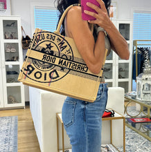 Load image into Gallery viewer, Dior Black &amp; Beige Jute Embroidered Medium Book Tote
