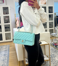 Load image into Gallery viewer, Chanel Tiffany Blue Caviar Quilted Medium Double Flap
