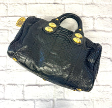 Load image into Gallery viewer, Gucci Babouska Black Python Skin Boston Bag
