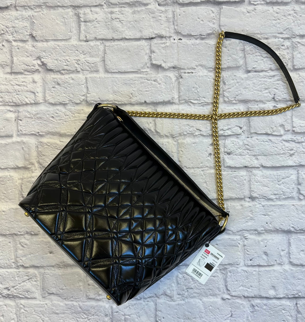 Chanel Black Calfskin Quilted Hobo Bag