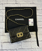 Load image into Gallery viewer, Chanel 2023 Strass Gold Mini Black Flap Bag
