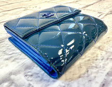 Load image into Gallery viewer, Chanel Blue Patent Quilted Compact Wallet
