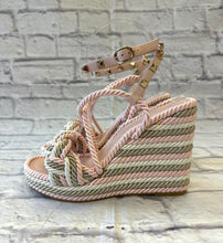 Load image into Gallery viewer, Valentino Rockstud Multicolored Rope Wedge Espadrilles Sandals SZ 38
