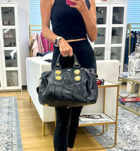 Load image into Gallery viewer, Gucci Babouska Black Python Skin Boston Bag
