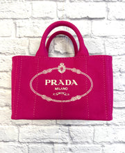 Load image into Gallery viewer, Prada Pink Canvas Canapa Tote With Crossbody Strap
