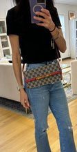 Load image into Gallery viewer, Gucci Navy &amp; Red GG Canvas Bamboo Bar Clutch/Crossbody
