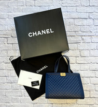 Load image into Gallery viewer, Chanel Large Navy Blue Boy Tote Bag
