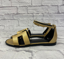 Load image into Gallery viewer, Hermes Gold Santorini Sandals SZ 36.5
