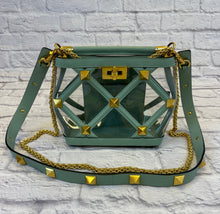 Load image into Gallery viewer, Valentino Roman Stud Vinyl &amp; Leather Bucket Bag
