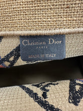 Load image into Gallery viewer, Dior Black &amp; Beige Jute Embroidered Medium Book Tote
