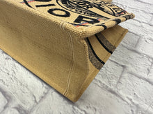 Load image into Gallery viewer, Dior Black &amp; Beige Jute Embroidered Medium Book Tote
