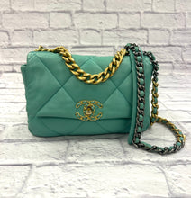 Load image into Gallery viewer, Chanel Small/Medium 19 Flap Bag Tiffany Blue
