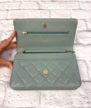 Load image into Gallery viewer, Chanel Pale Green Quilted Wallet On Chain
