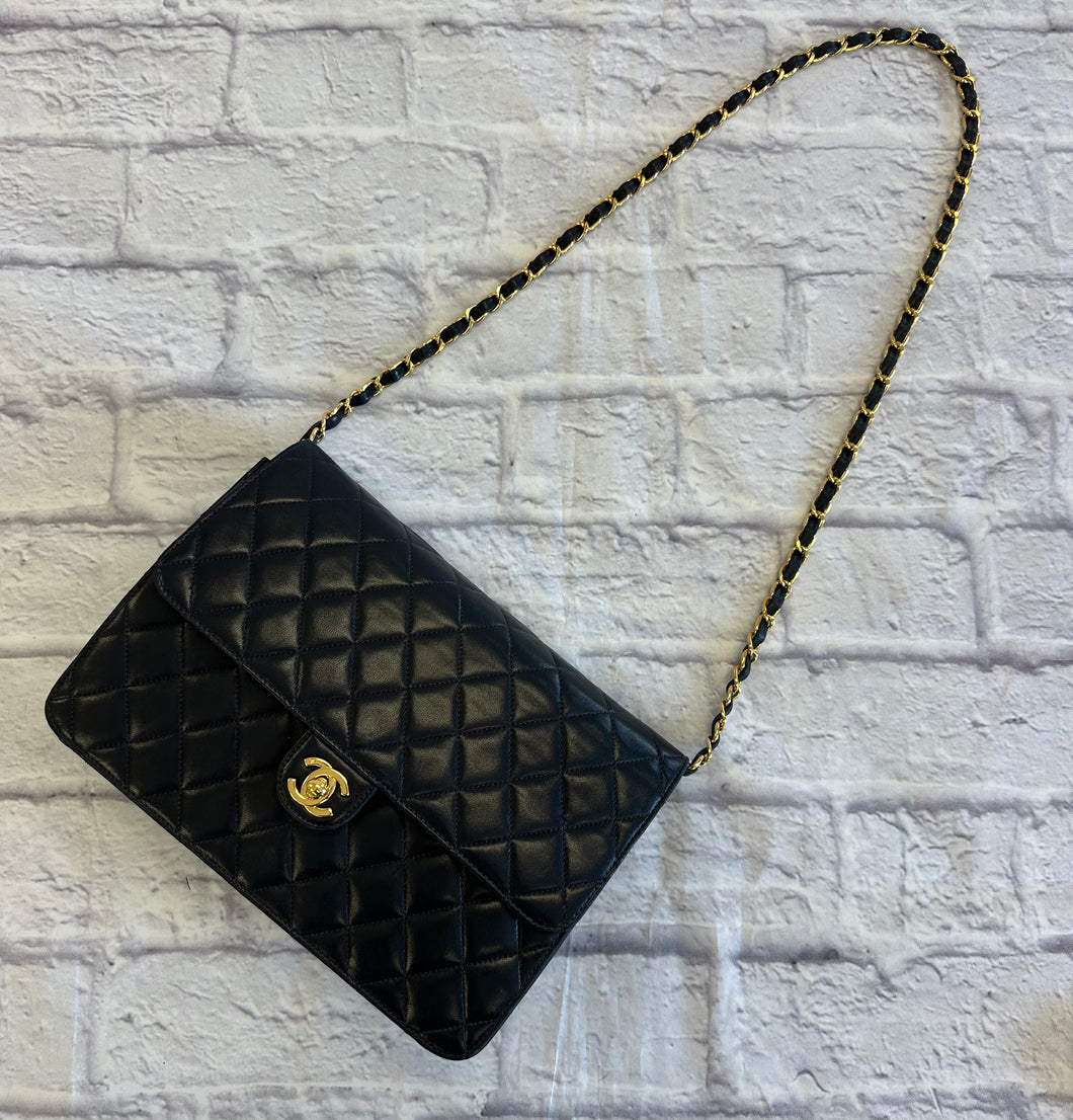 Chanel Vintage Black Lambskin Single Flap
