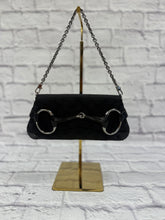Load image into Gallery viewer, Gucci Horsebit Black Canvas Shoulder Bag

