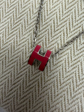 Load image into Gallery viewer, Hermes H Pop Necklace- Silver and Pink, NEW
