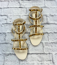 Load image into Gallery viewer, Valentino White &amp; Gold Gladiator Sandals, Size 40
