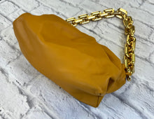Load image into Gallery viewer, Bottega Veneta Deep Yellow Camel Pouch with Chunky Chain
