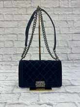 Load image into Gallery viewer, Chanel Medium Navy Velvet Boy Bag
