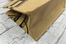 Load image into Gallery viewer, Dior Black &amp; Beige Jute Embroidered Medium Book Tote
