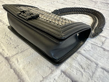 Load image into Gallery viewer, Chanel PVC Thread Woven Medium Black Boy Bag

