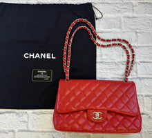 Load image into Gallery viewer, Chanel Red Caviar Quilted Jumbo Double Flap
