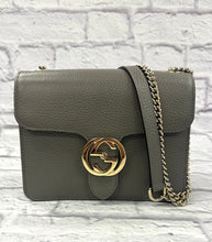 Load image into Gallery viewer, Gucci Small Grey Grained Interlocking GG Shoulder
