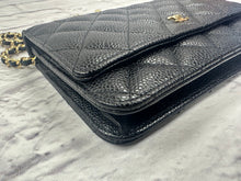 Load image into Gallery viewer, Chanel Black Caviar Leather Wallet on chain, Gold Hardware
