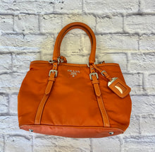 Load image into Gallery viewer, Prada Orange Nylon Top Handle Tote with Crossbody Strap
