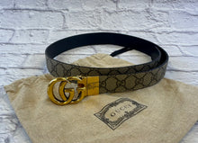 Load image into Gallery viewer, Gucci GG Supreme Monogram Reversible Belt Beige Ebony Black Size 85
