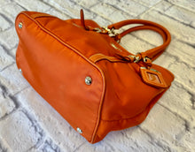 Load image into Gallery viewer, Prada Orange Nylon Top Handle Tote with Crossbody Strap
