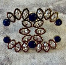 Load image into Gallery viewer, Chanel Blue &amp; Crystal Gold Earrings
