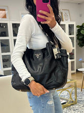 Load image into Gallery viewer, Prada Black Calf Skin Buckle Hobo
