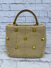Load image into Gallery viewer, Valentino Beige Raffia Roman Rock Stud Top Handle

