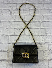 Load image into Gallery viewer, Chanel 2023 Strass Gold Mini Black Flap Bag
