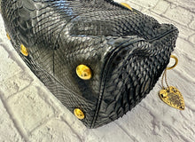Load image into Gallery viewer, Gucci Babouska Black Python Skin Boston Bag
