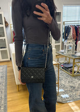 Load image into Gallery viewer, Chanel Black Lambskin Wallet on a Chain, Silver Hardware
