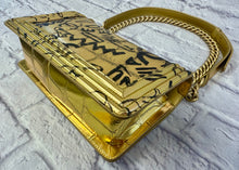 Load image into Gallery viewer, Chanel Egyptian Gold Croc Embossed Leather Graffiti Medium Boy Flap Bag

