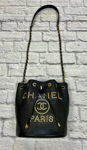 Load image into Gallery viewer, Chanel Black Deauville Bucket Bag
