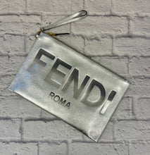 Load image into Gallery viewer, Fendi Roma Flat Silver Clutch
