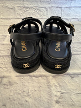Load image into Gallery viewer, Chanel Black Interlocking CC Logo Espadrille Sandals, NEW Size 36
