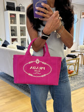 Load image into Gallery viewer, Prada Pink Canvas Canapa Tote With Crossbody Strap
