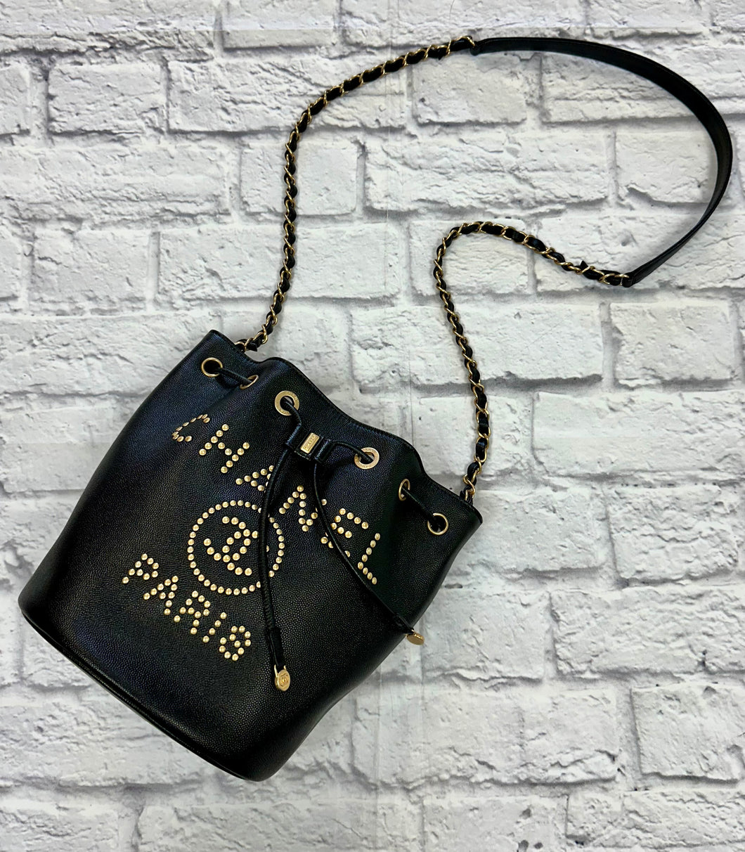 Chanel Black Deauville Bucket Bag