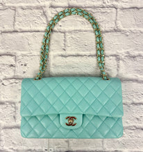 Load image into Gallery viewer, Chanel Tiffany Blue Caviar Quilted Medium Double Flap
