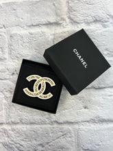 Load image into Gallery viewer, Chanel Large Gold and Enamel Logo Brooch
