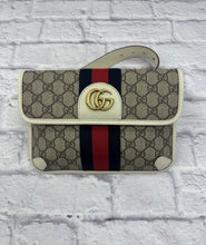Load image into Gallery viewer, Gucci Navy &amp; Red Web Strip GG Supreme Ophidia Small Belt Bag
