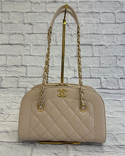 Load image into Gallery viewer, Chanel Beige Lambskin Zip Around Bowler Shoulder Bag
