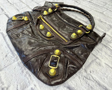 Load image into Gallery viewer, Balenciaga Chocolate Brown City Bag with oversized grommets
