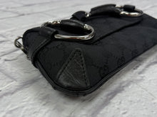 Load image into Gallery viewer, Gucci Horsebit Black Canvas Shoulder Bag

