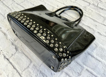 Load image into Gallery viewer, Prada Black Patent Studded Tote Bag
